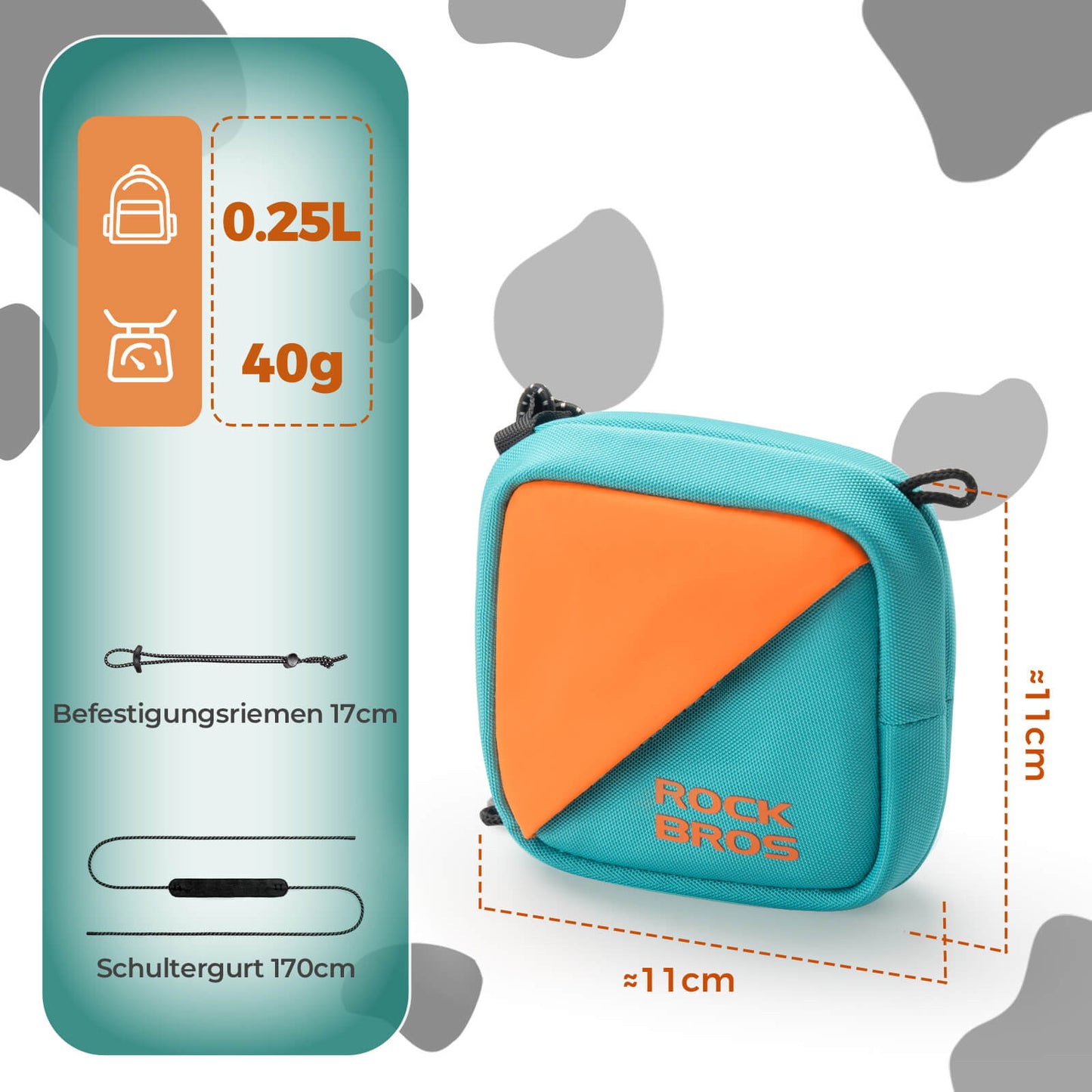 ROCKBROS Mini Fahrrad Satteltasche Fahrradtasche Geldbörse mit Gurt 0,25L