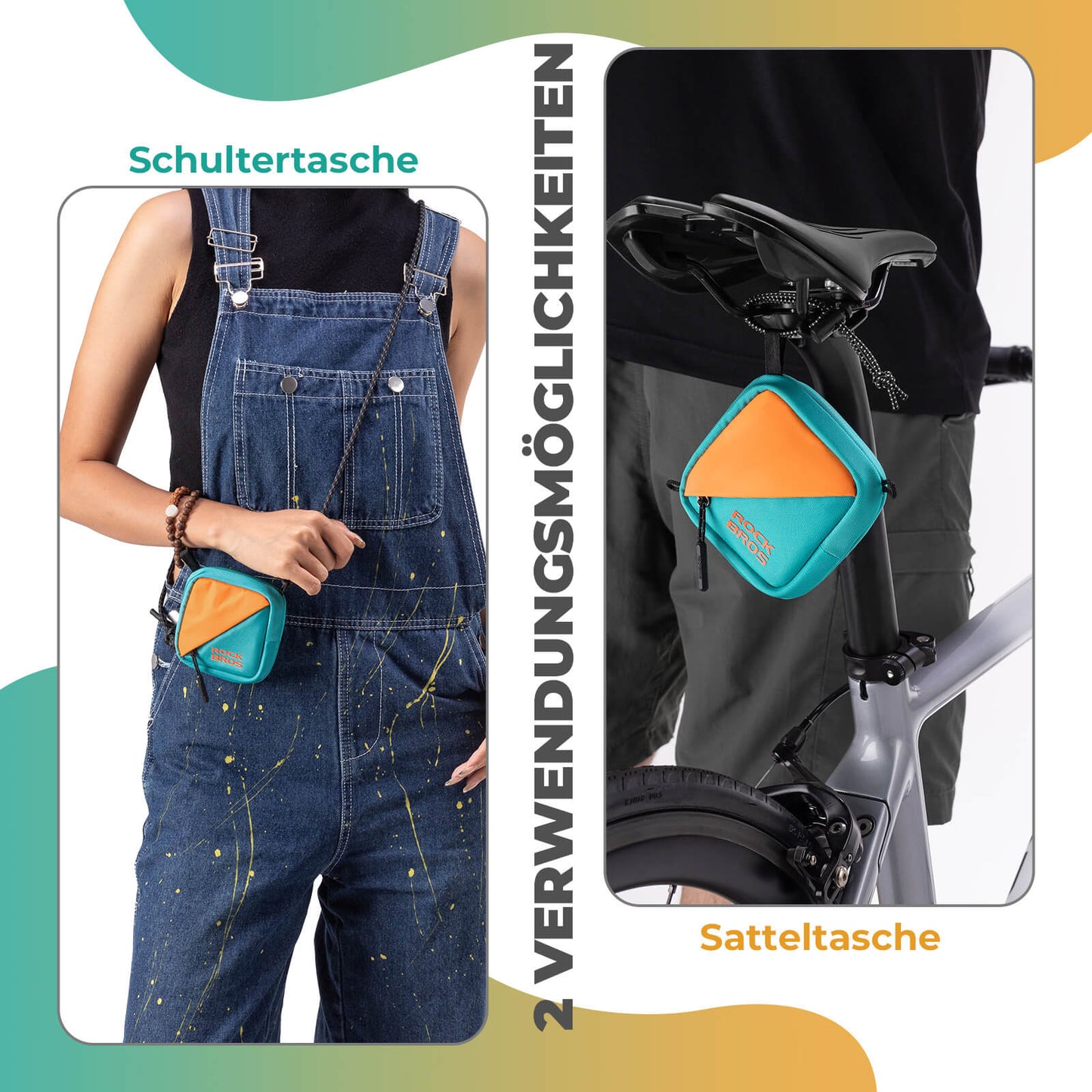 ROCKBROS Mini Fahrrad Satteltasche Fahrradtasche Geldbörse mit Gurt 0,25L