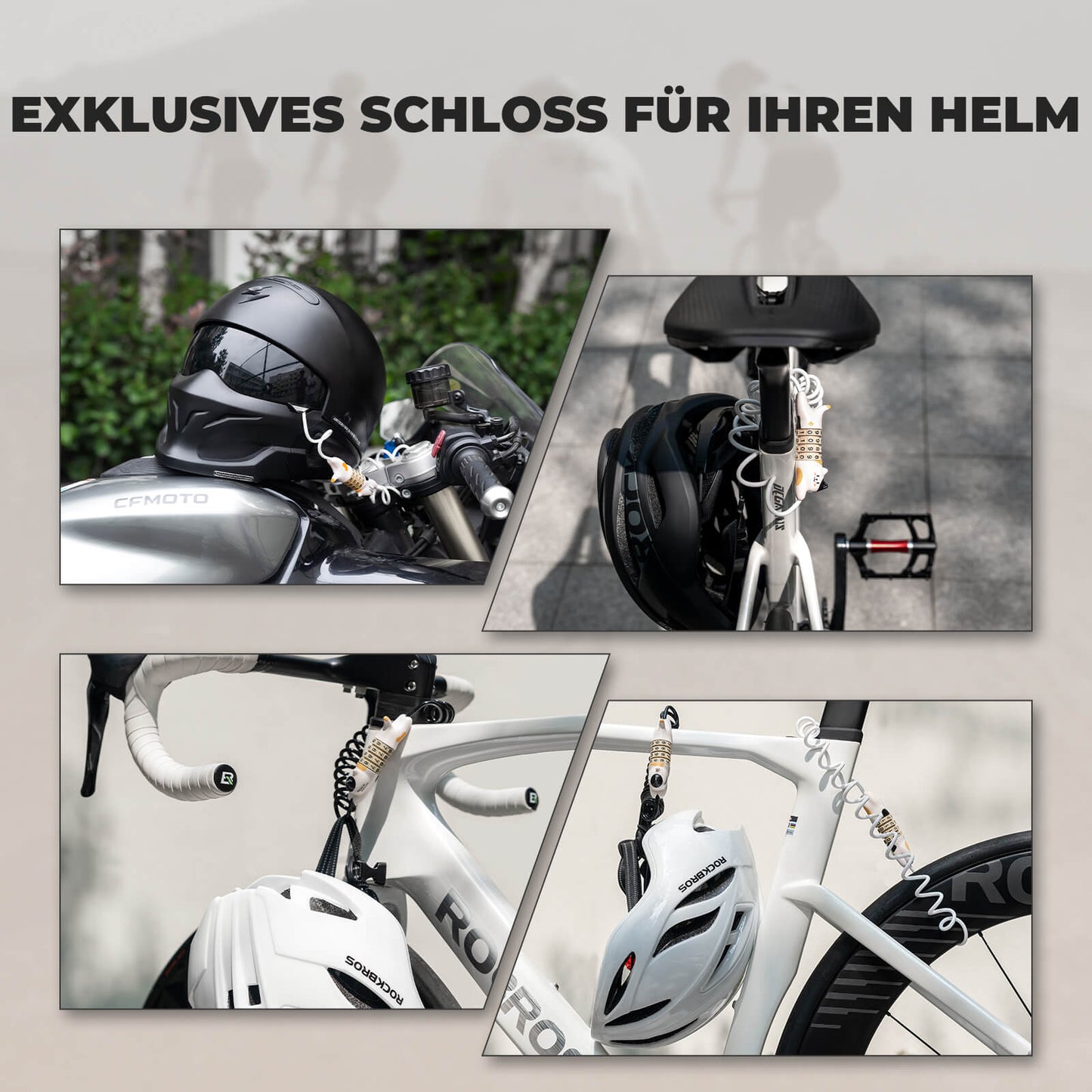 ROCKBROS Multifunktional Fahrradschloss Kinder Zahlenschloss Helmschloss
