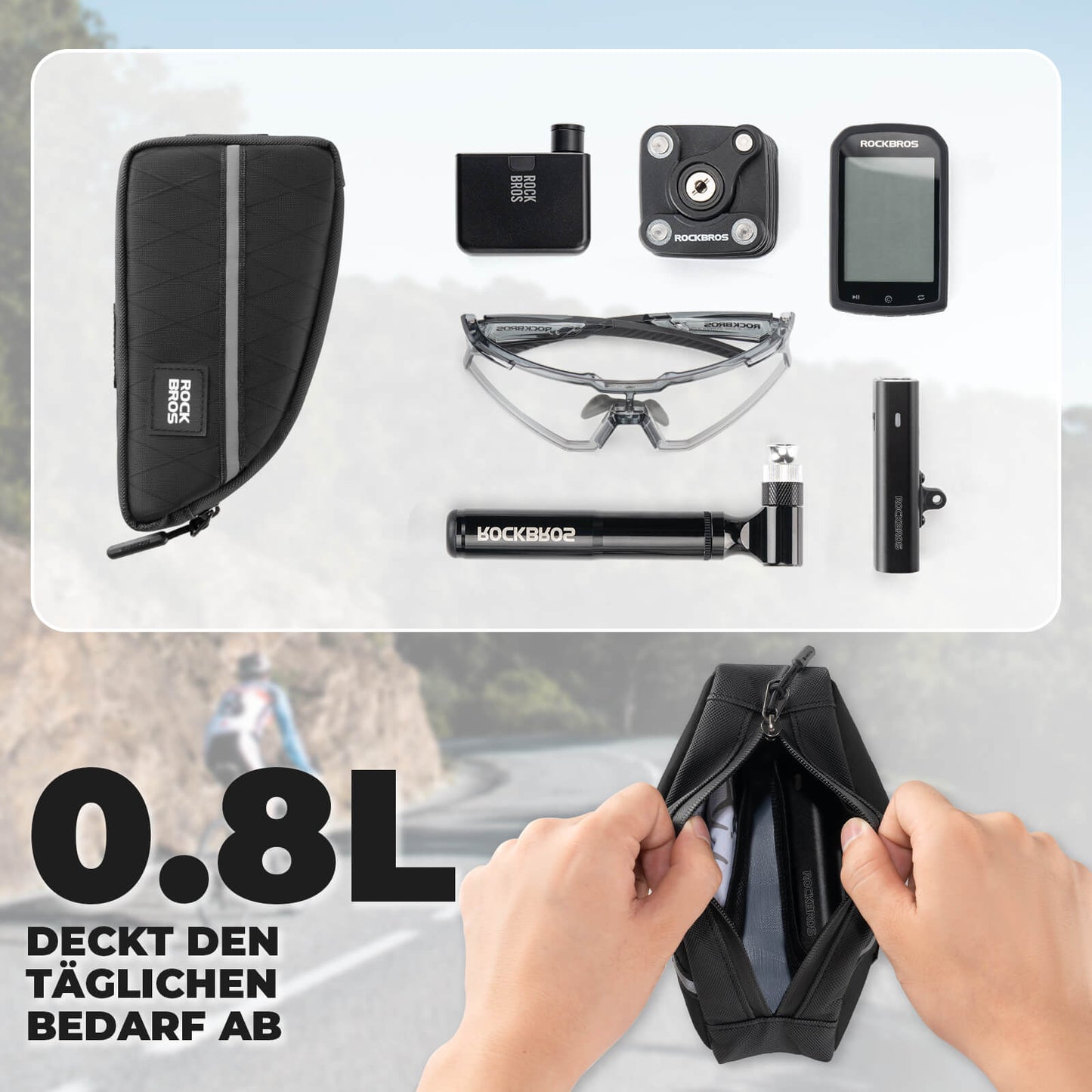 Oberrohrtasche 0,8L Leicht für Klapprad Falträder