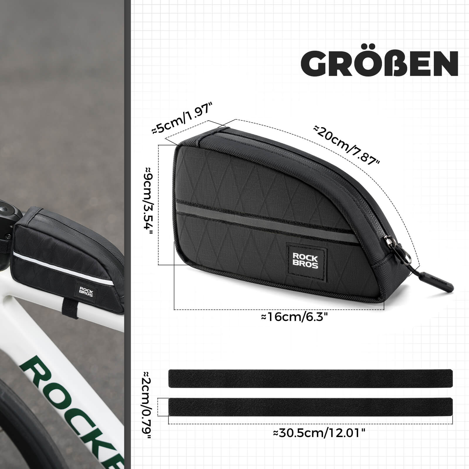 Oberrohrtasche 0,8L Leicht für Klapprad Falträder