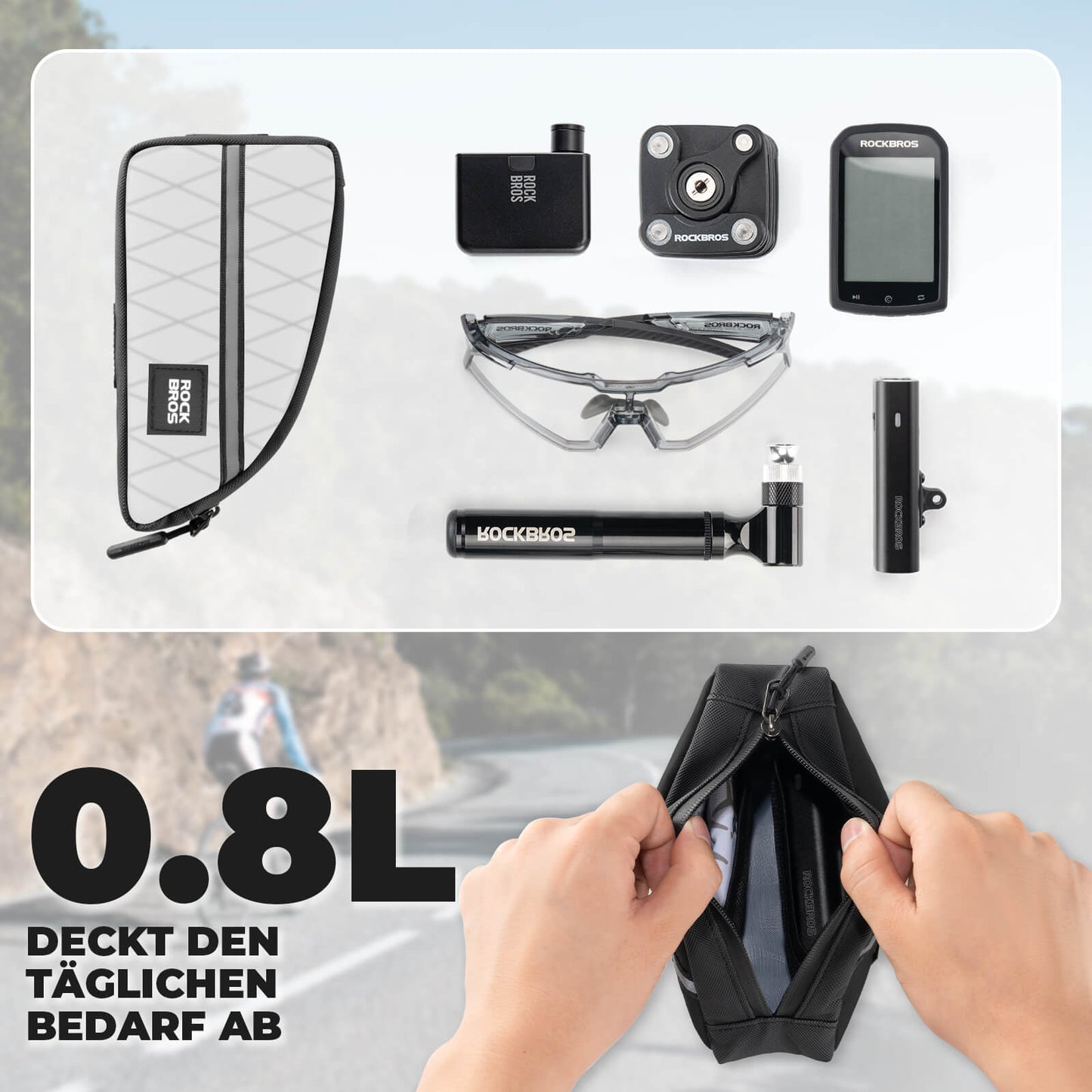 Oberrohrtasche 0,8L Leicht für Klapprad Falträder