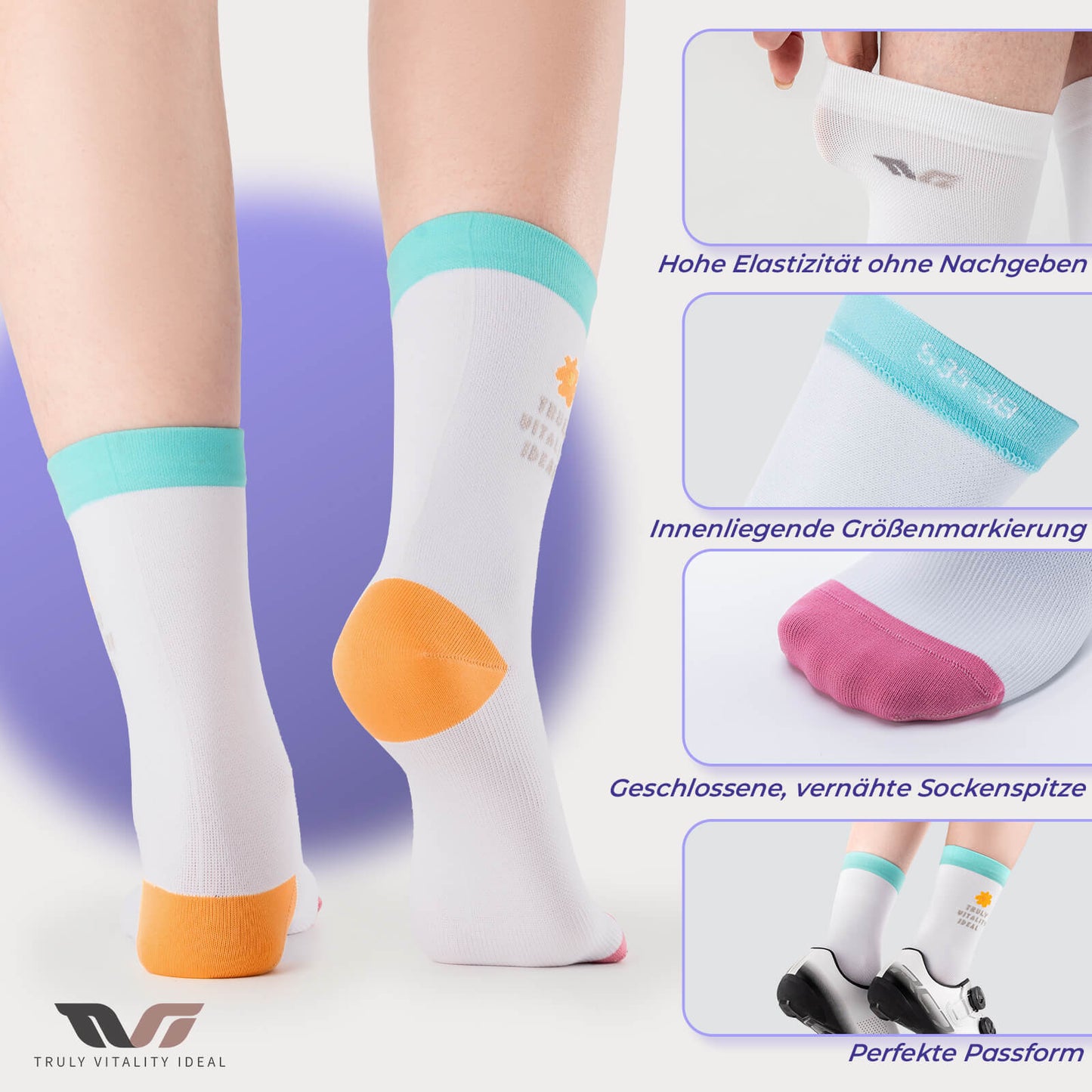 ROCKBROS TVI Damen Sportsocken Atmungsaktive Fahrradsocken Sommer