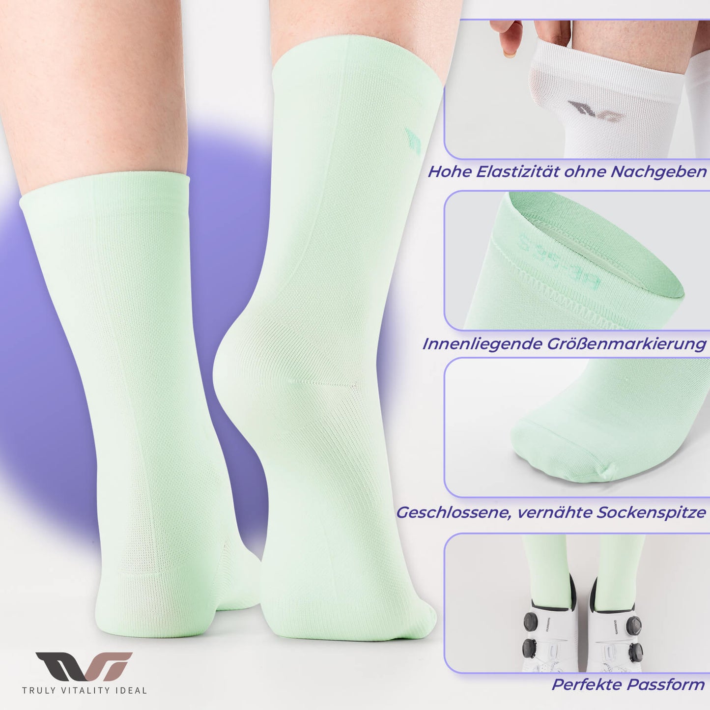 ROCKBROS TVI Damen Sportsocken Atmungsaktive Fahrradsocken Sommer