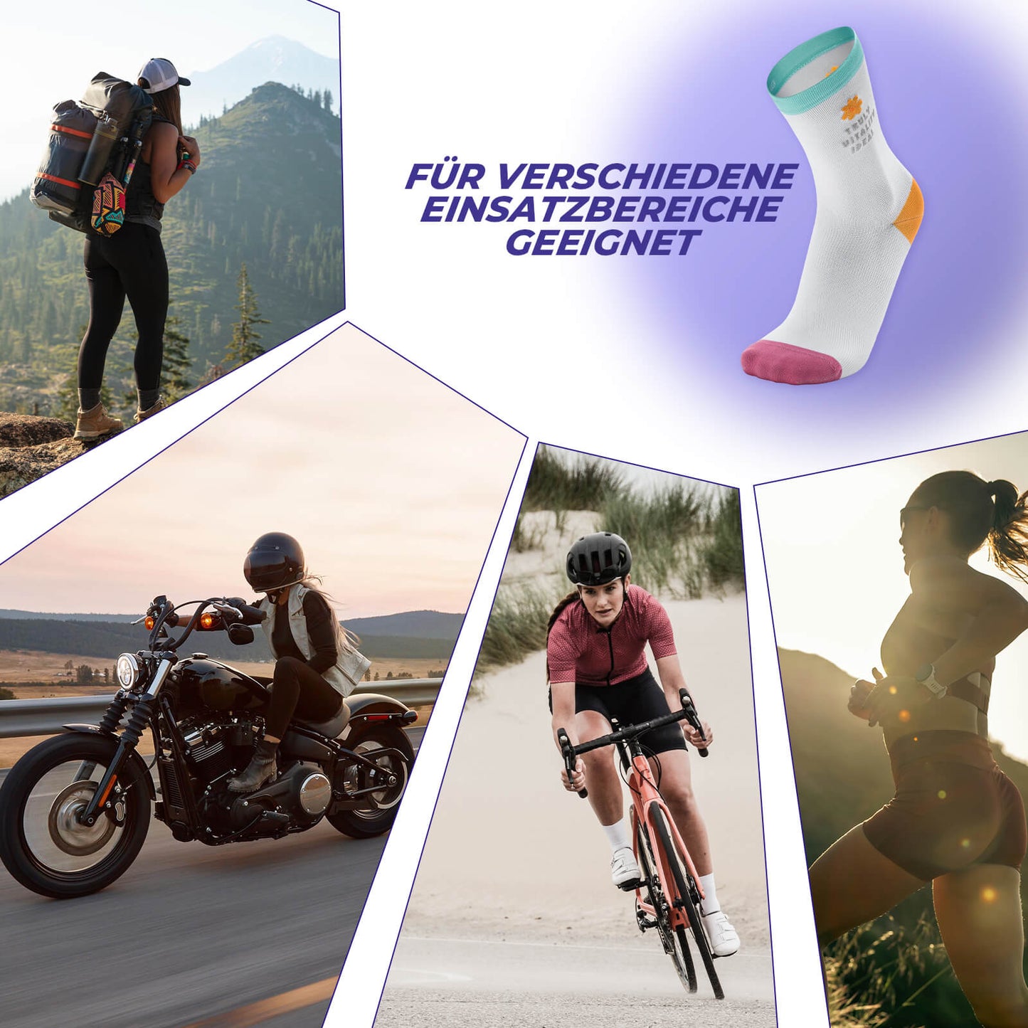 ROCKBROS TVI Damen Sportsocken Atmungsaktive Fahrradsocken Sommer