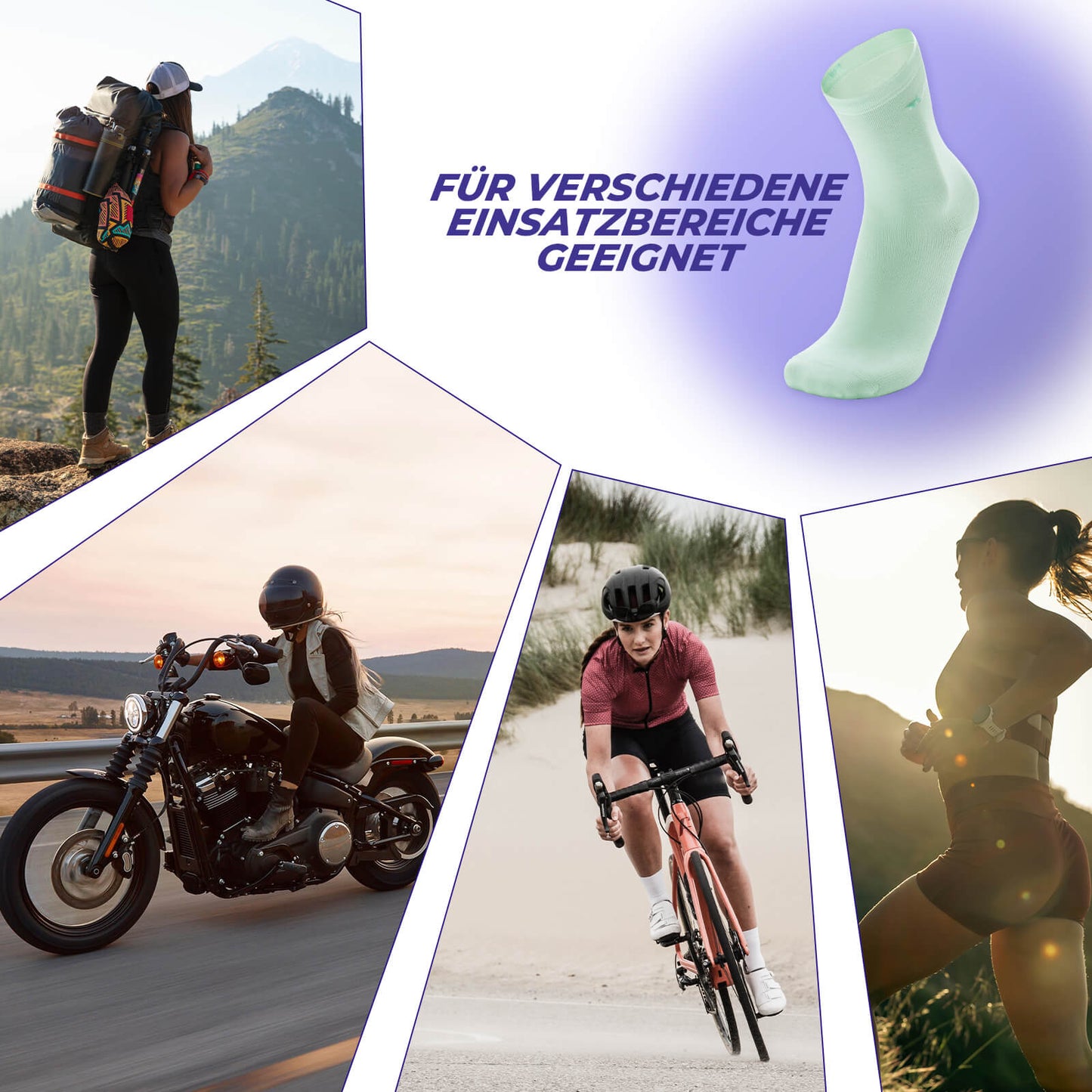 ROCKBROS TVI Damen Sportsocken Atmungsaktive Fahrradsocken Sommer