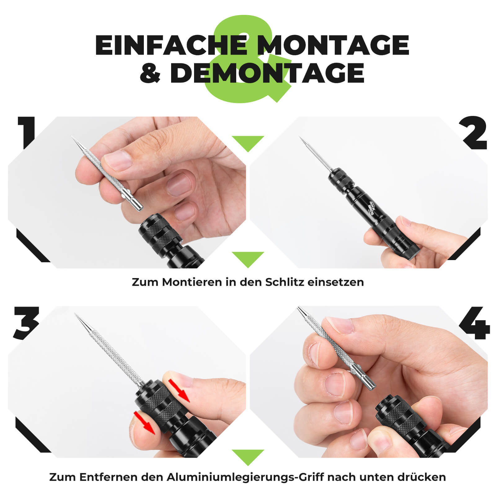 Tubeless Reifenpannenset mit Gummistopfen, Aluminiumgehäus, Griff