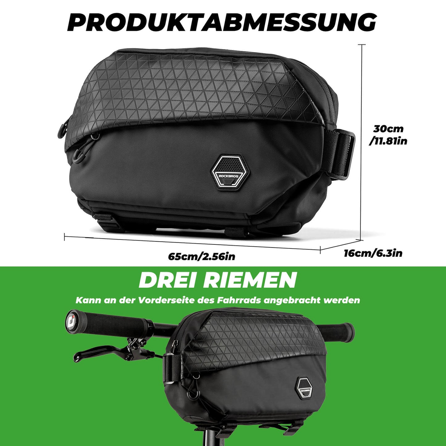 ROCKBROS Wasserdichte Multifunktionstasche Lenkertasche mit Erweiterbarer Kapazität