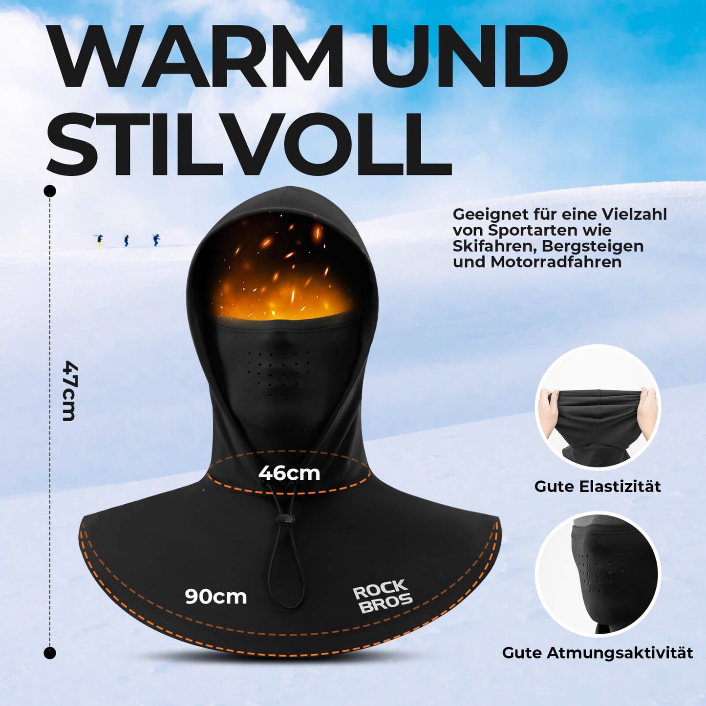 ROCKBROS Winter Sturmhaube Gesichtsmaske Warm Winddicht Balaclava Herren Damen