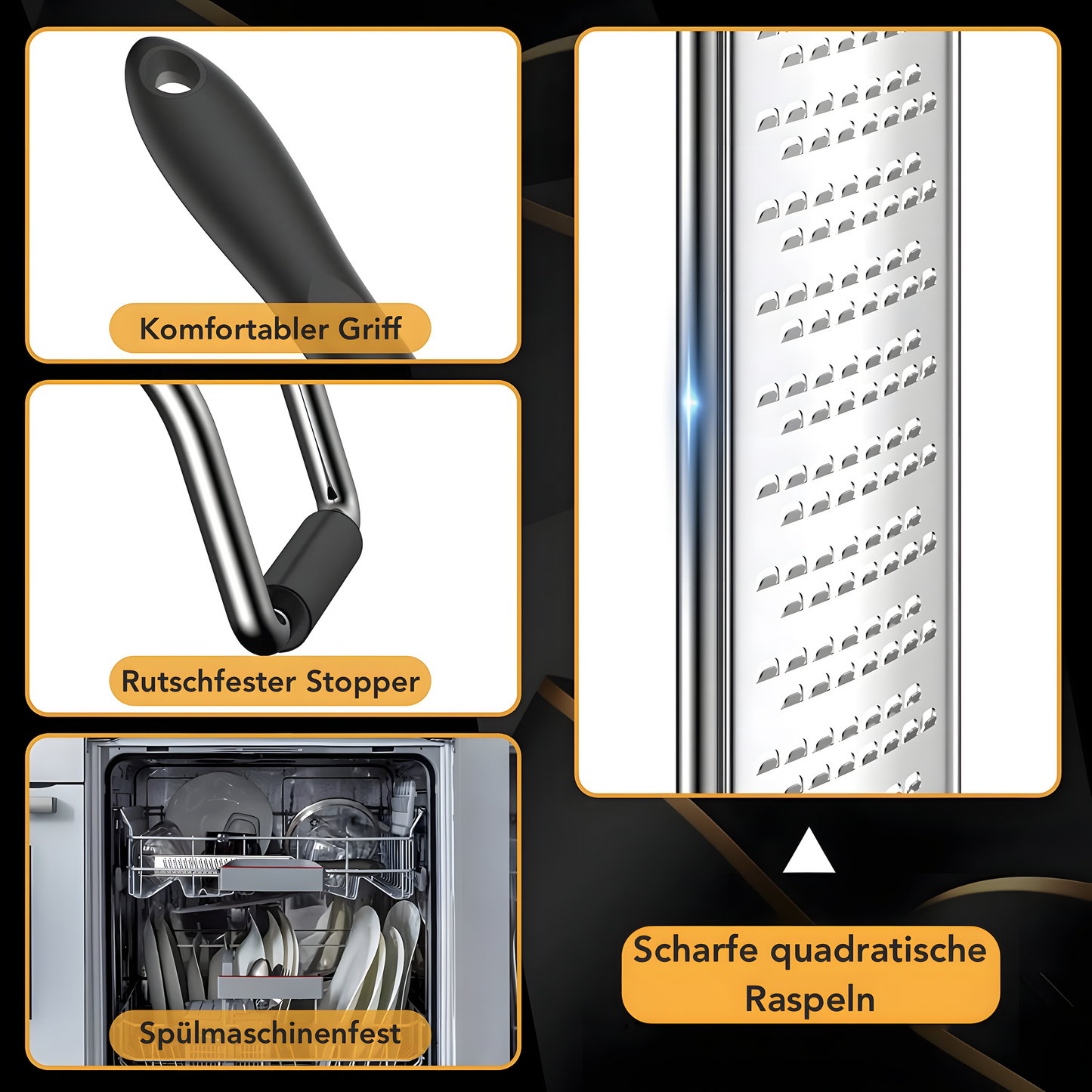 Zester Reibe aus Edelstahl Handreibe mit Schutzabdeckung
