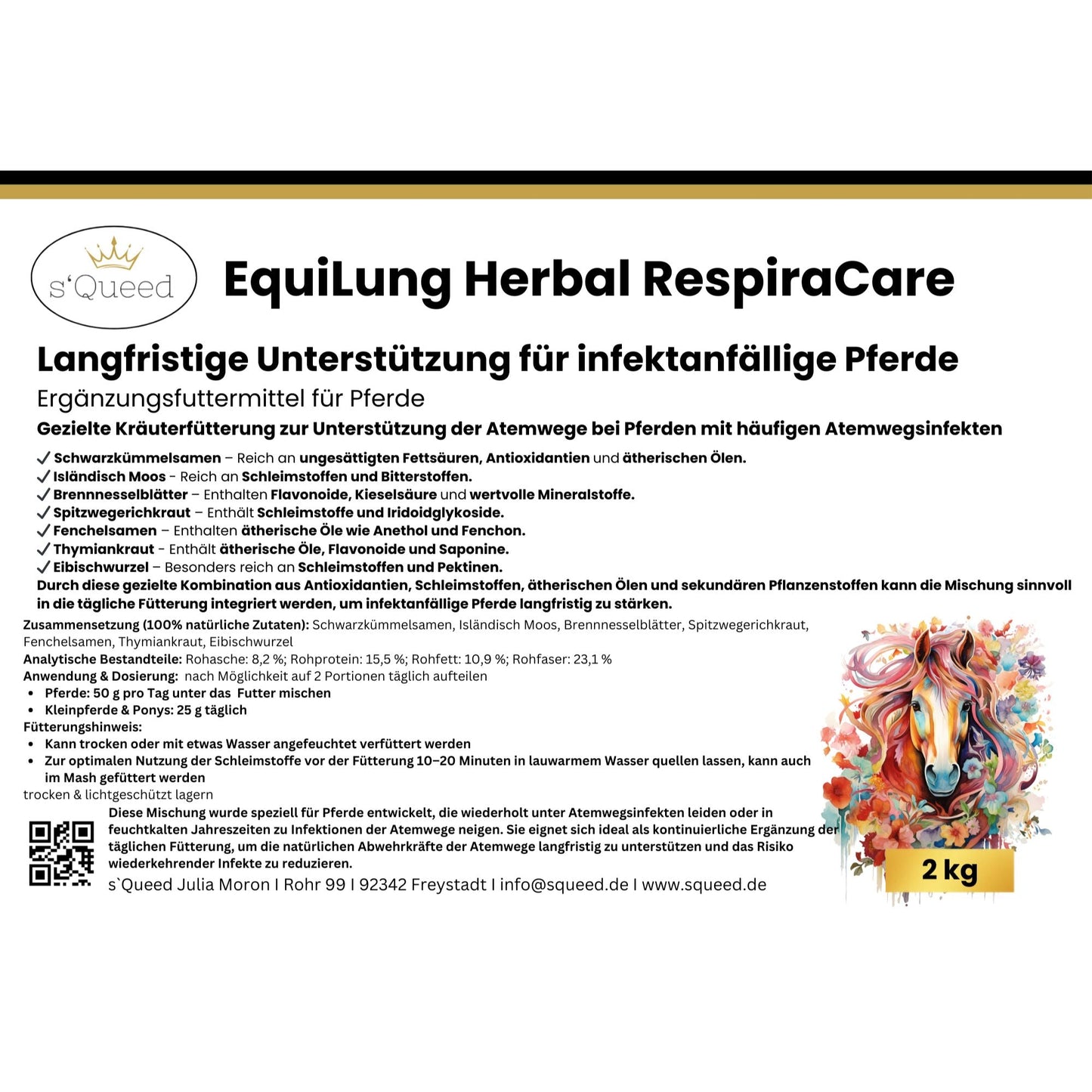 EquiLung Herbal RespiraCare – Kräutermischung für Pferde zur Langzeitfütterung bei beanspruchten Atemwegen
