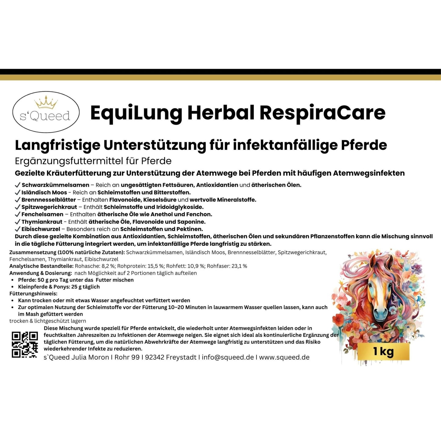 EquiLung Herbal RespiraCare – Kräutermischung für Pferde zur Langzeitfütterung bei beanspruchten Atemwegen
