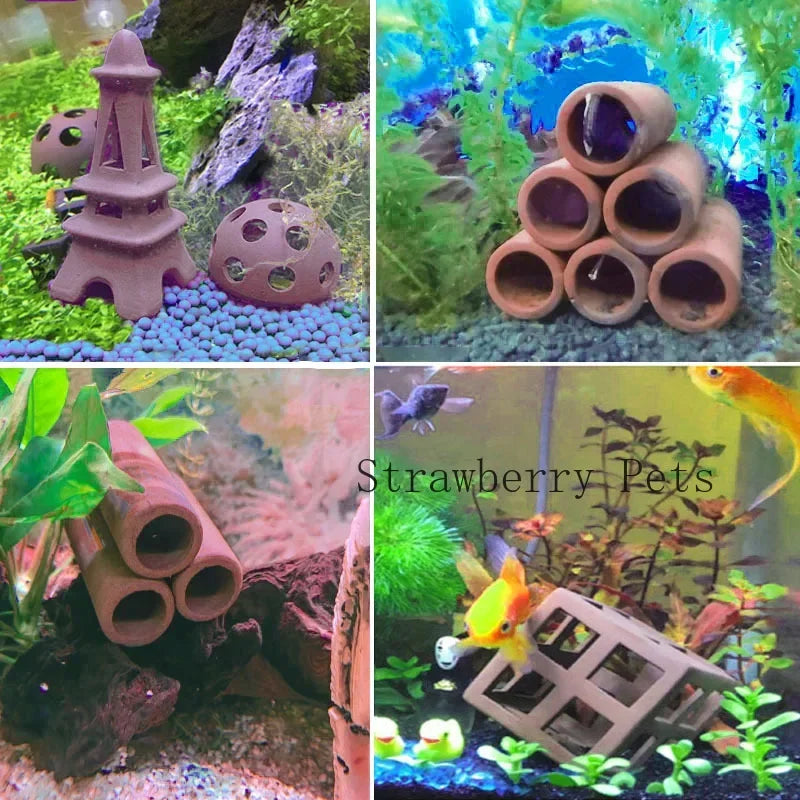 Aquarium Dekorations-Haus Keramik – Schutz für Fische Garnelen (5 Varianten)