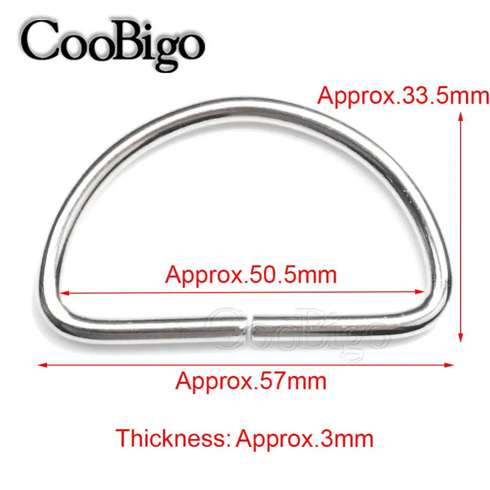 10 Metall D Ring Halbschlaufe Schnallen für Taschen Rucksäcke DIY