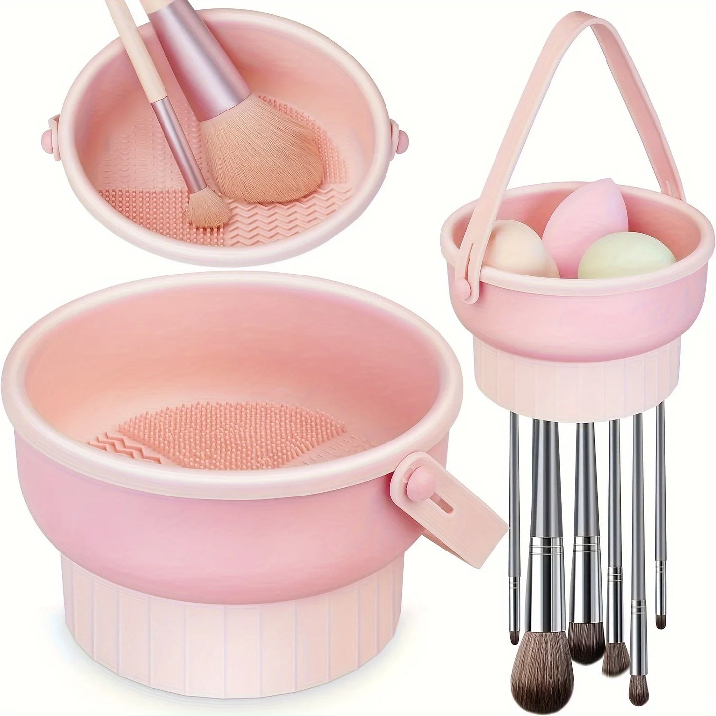 3-in-1 Silikon Matte und Wäscheständer für Make-up Pinsel Reinigungsset