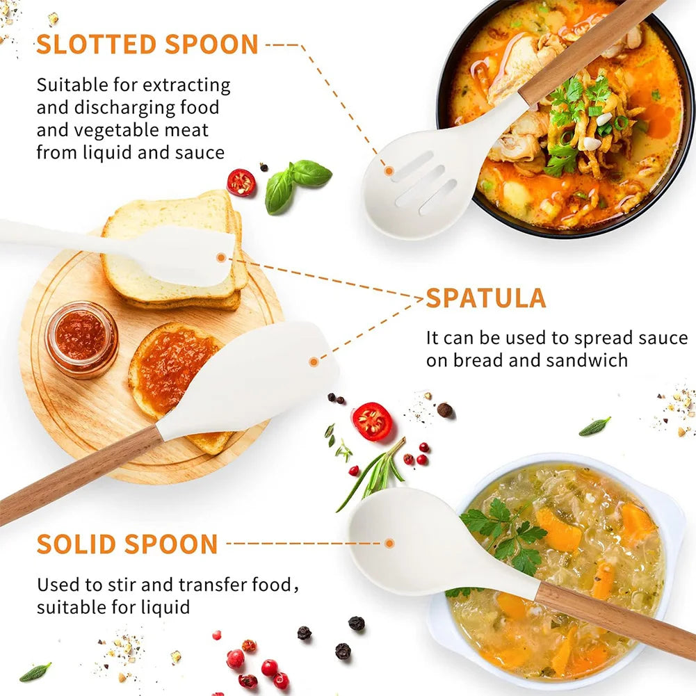 12-teiliges Silikon Küchenutensilien Set mit Halter für vielseitigen Küchenbedarf-Yabubest - Home & More