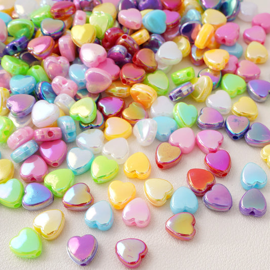 100 Stück 8x9 mm Acryl Herzperlen schillernd für Schmuck DIY