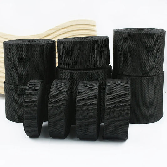 10 m schwarzes Nylon Gurtband in 20-100 mm Breite zum Nähen-Yabubest - Home & More
