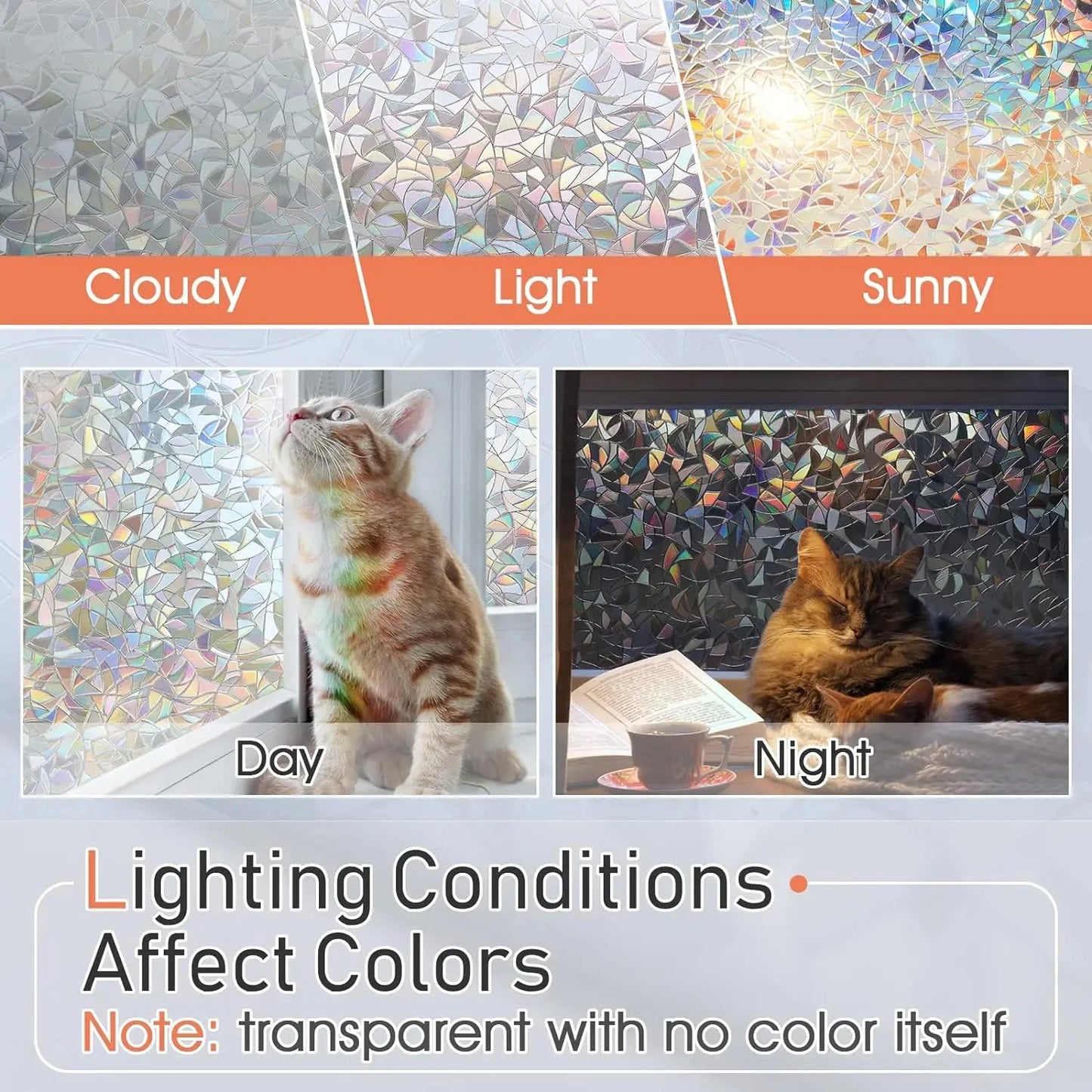 Fensterfolie Sichtschutz mit Regenbogen Effekt und UV Schutz