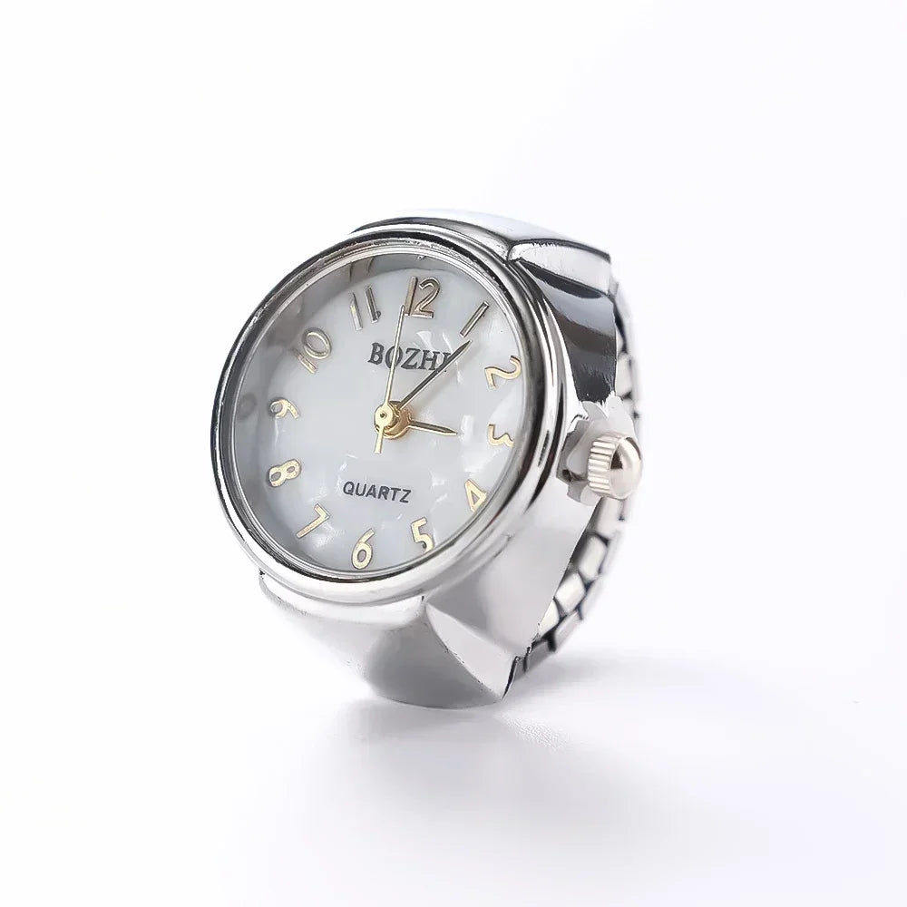 Mini Fingeruhr mit elastischem Band – Vintage Design für Damen - Herren