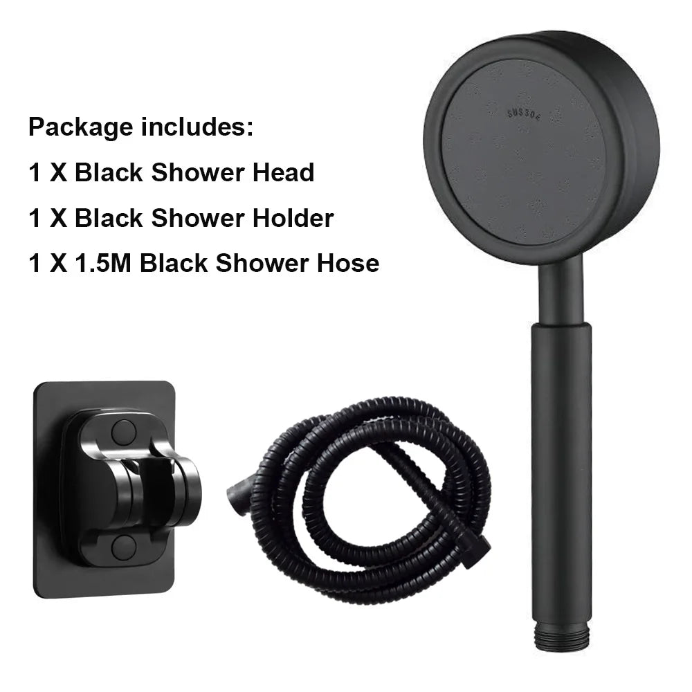 Edelstahl Duschkopf Hochdruck Set Handbrause Silber Schwarz Varianten