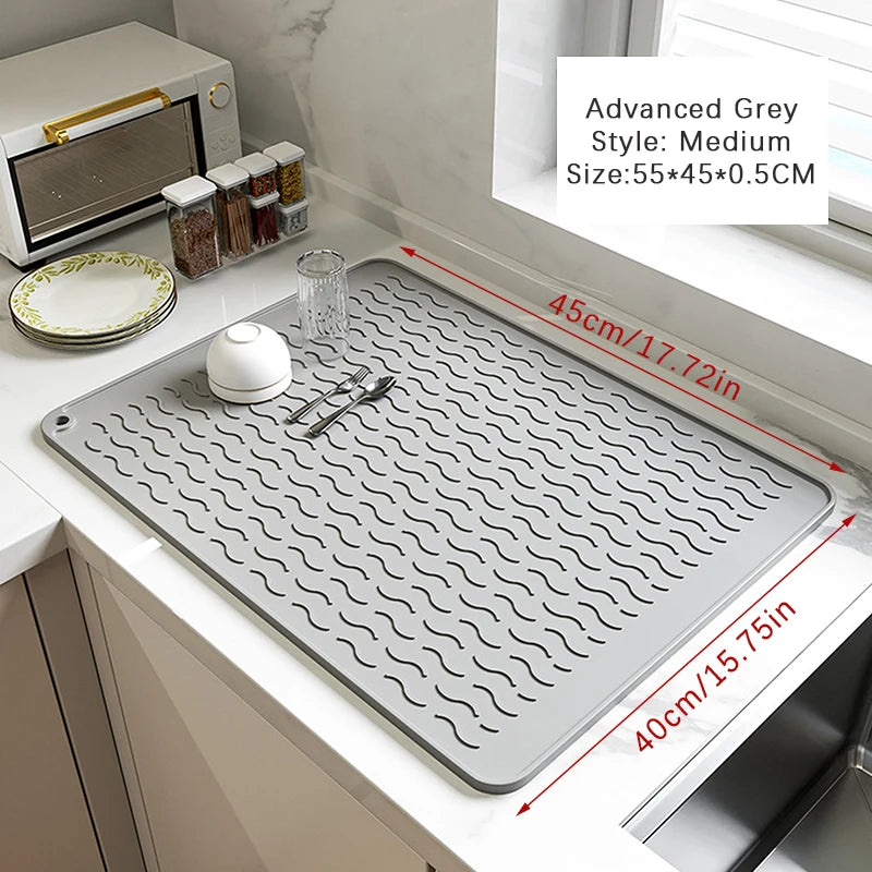 Silikon Geschirr-Trocknungsmatte, faltbar und rutschfest