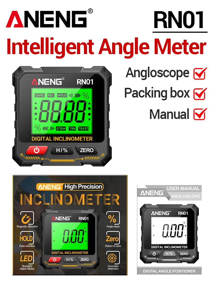 ANENG RN01 Mini Winkelmesser mit 360 Grad Neigungsmesser und Magnetfunktion-Yabubest - Home & More