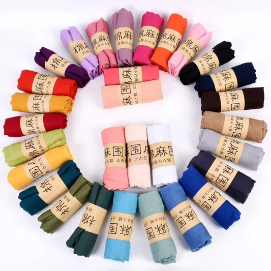 Damen Schal Baumwolle Leinen lang 90x180cm uni zart weich vielseitig