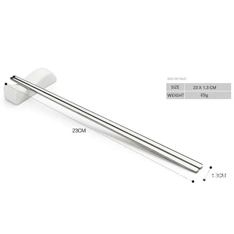 5 Paar Edelstahl Essstäbchen flach Küchenzubehör für Sushi und Asian Food