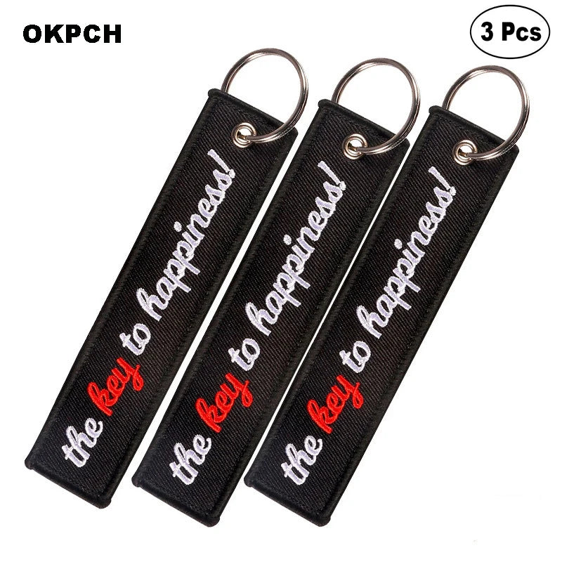 3-teiliges Schlüsselanhänger Set Bestickte Metallanhänger für Autos Motorräder
