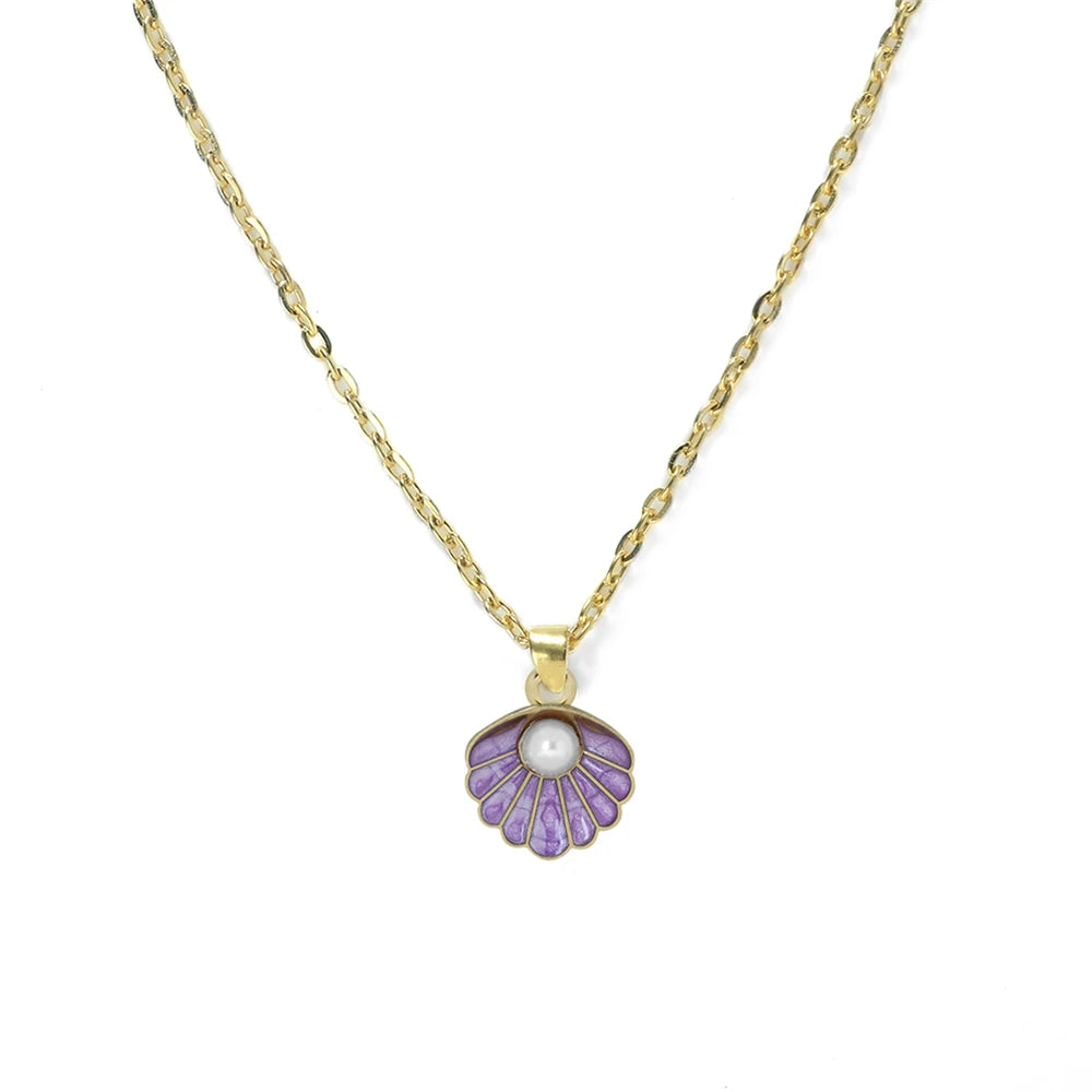 Modische verstellbare Muschel Perlen Anhänger Halskette Unisex