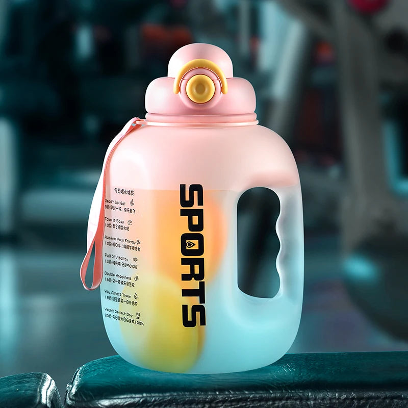 Auslaufsichere Sport-Wasserflasche 1600ml/2500ml mit Strohhalm für Outdoor