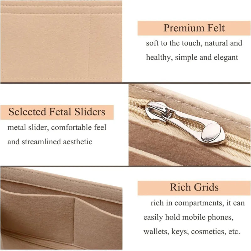 Praktischer Organizer Einsatz aus Filz für Taschen