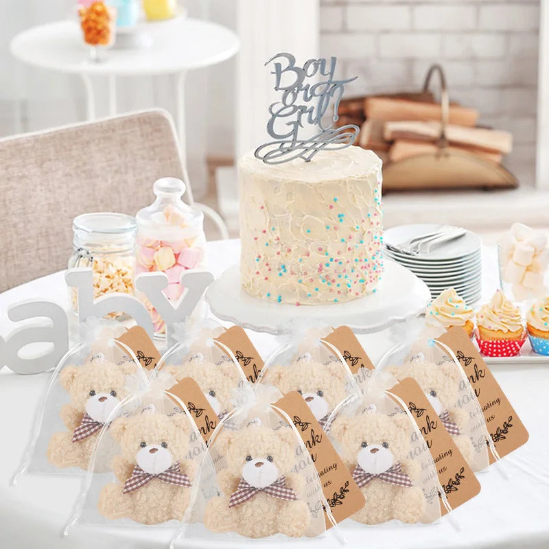 10er Set Bären Geschenktüten mit Dankeskarte für Babyparty Hochzeit
