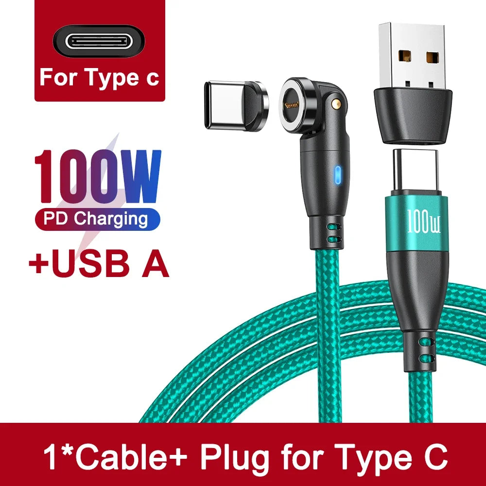 Magnetisches USB C Ladekabel 100W PD 5A – 540° Drehbar – Schnellladung - Daten
