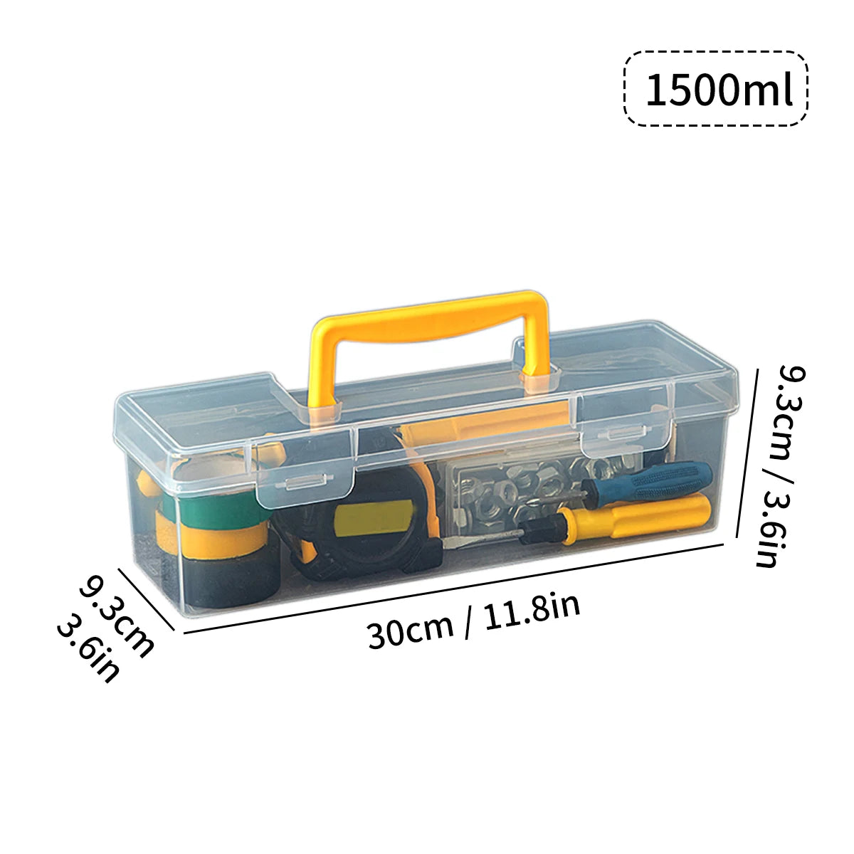 Staubdichte transparente Werkzeugbox mit Griff – robust - vielseitig organisiert