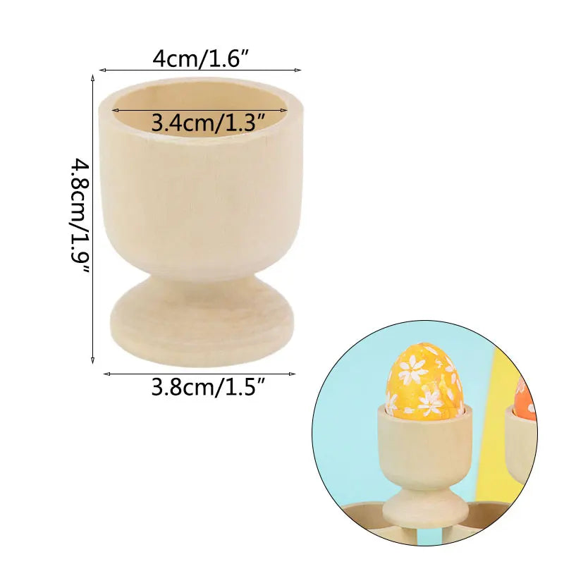 5 Stück Holz Eierbecher DIY Eierhalter Tablett für Ostern Party Deko