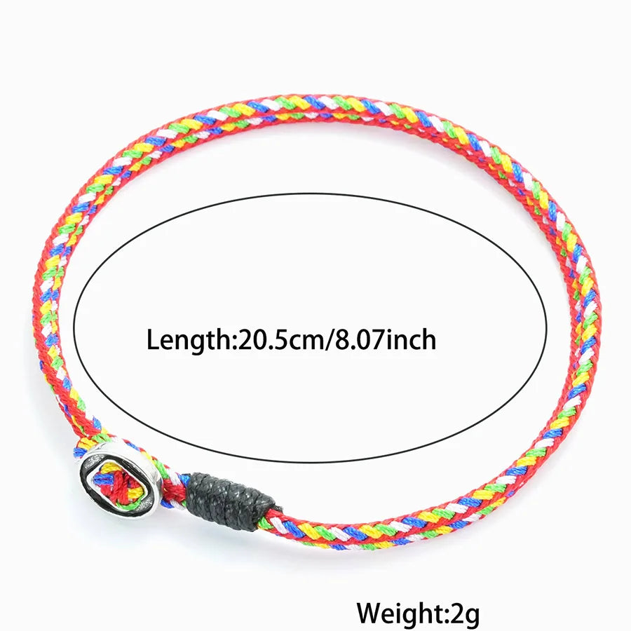 2mm Doppelschicht Geflochtenes Seil Armband Unisex Glücksarmband Bunt
