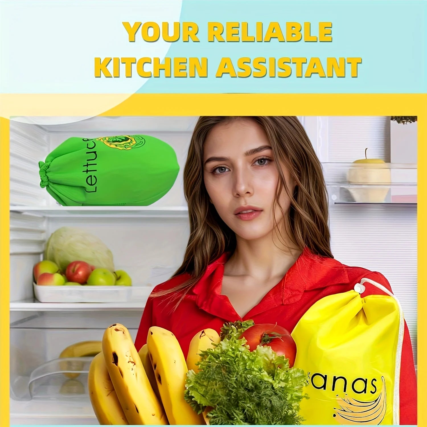 3er Set wiederverwendbare Premium Aufbewahrungstaschen für Obst Gemüse