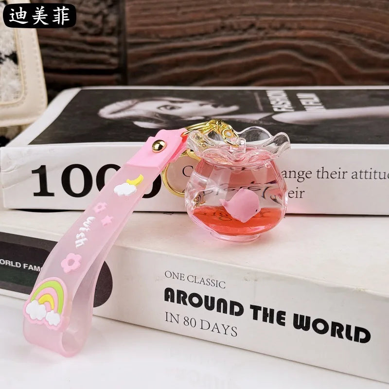 Niedlicher Ozean schwimmender Acryl Schlüsselanhänger mit Tasche Anhänger