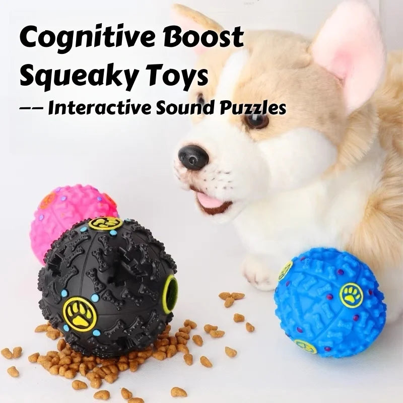 Interaktiver Leckerli-Kauball Hunde-Spielzeug mit Quietschen und Puzzlefunktion