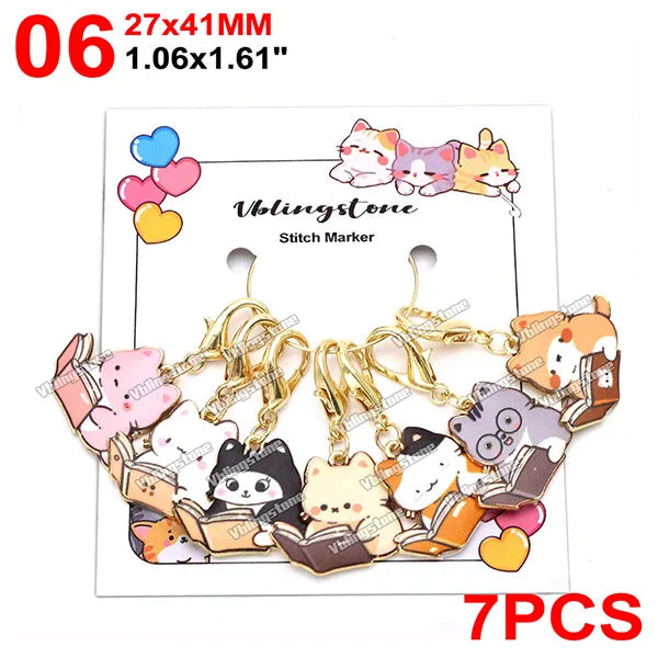 Mix Metall Katze Anhänger Häkeln und Stricken Stich Marker Kits Nadel Clip