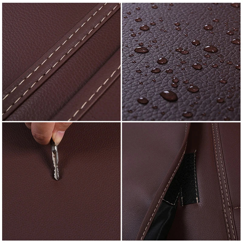 Kinderfreundlicher Sitzschutz - Organizer: Leder Anti-Kick-Pad in Schwarz/Braun, 1-2 Stk