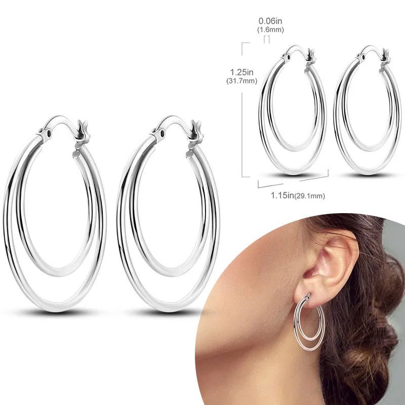 925 Sterling Silber Creolen mit Zirkonia Wassertropfen für Damen