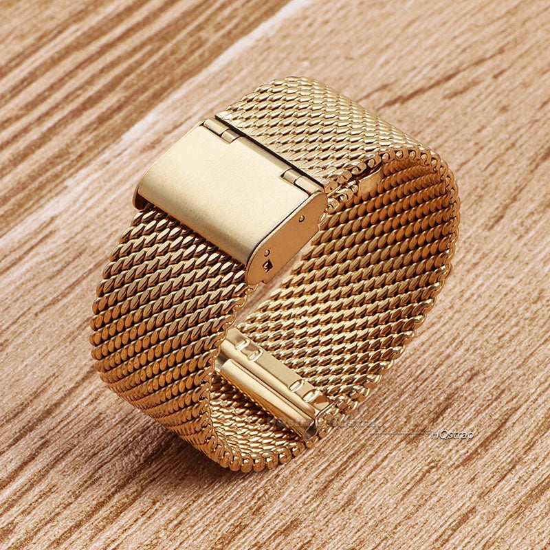 Universelles Milanaise Edelstahlarmband in 18 bis 24mm mit Metallverschluss