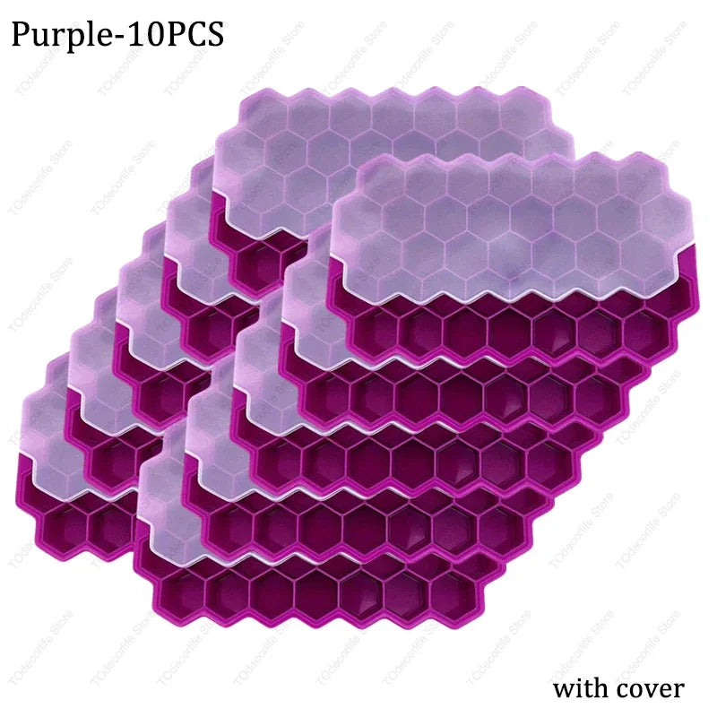 Premium Silikon Eiswürfelformen mit Deckel – Sechseckig, Wiederverwendbar