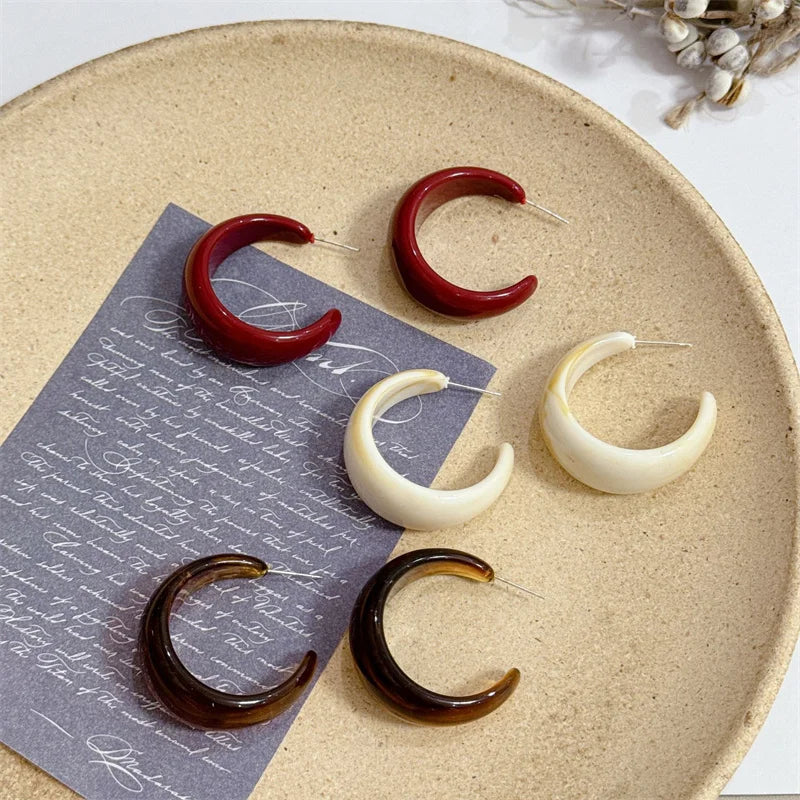 Retro C-förmige Acryl Ohrstecker mit Leopardenmuster für Damen