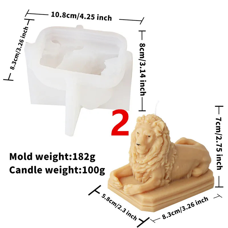3D Löwen Statue Silikonform für DIY Kerzen Seifen Aromatherapie