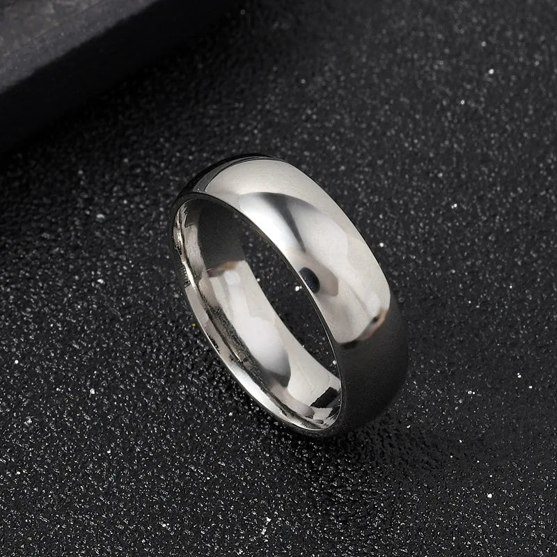 Schwarzer Edelstahl Ring 8mm Band für Hochzeit Verlobung Unisex