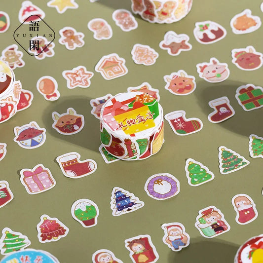 Washi-Papier Stanzband 150 Stück Weihnachten 8 Designs 15mm breit